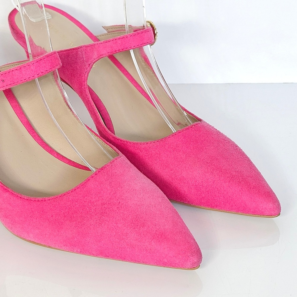 Stuart Weitzman Dazzle 75 Mule Pink Suede Crystal Buckle Mary Jane Heels‎ 6.5 - Picture 9 of 10